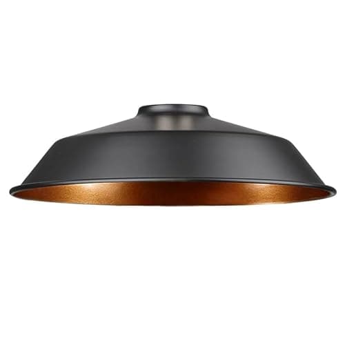 Image of LEDSONE Modern Black Metal Lampshade with Gold Inner Easy Fit Ceiling Pendant Light Shade for Restaurant Bedroom Living Room Office Hallway Café Indoor Metal Replacement Light Shade