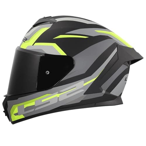 Image of LS2, Integral Motorcycle Helmet RAPID III HYPER Black HV Yellow, M