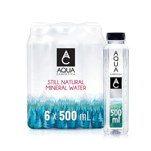 Image of AQUA Carpatica Pure Natural Still Mineral Water, Virtually Nitrate Free, Low Sodium, Naturally Alkaline, Natural Electrolytes, Premium Multipack 100% Recyclable, 500 ml (Pack of 6)