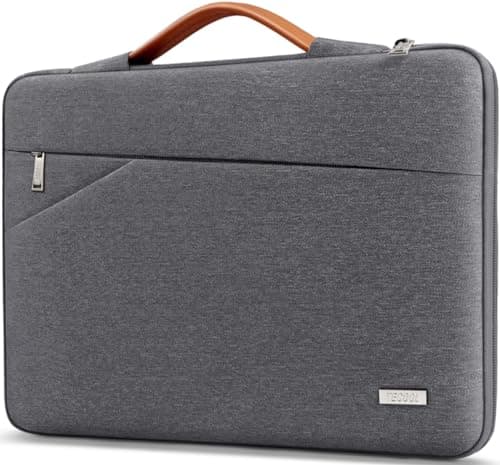 Image of TECOOL 15.6 Inch Laptop Sleeve Protective Case for 15-15.6 Inch Lenovo Thinkpad Ideapad Acer ASUS Dell HP Notebook Chromebook, Waterproof Computer Case Bag with Handle and Pockets, Dark Grey