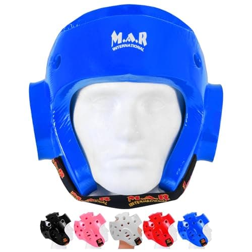 Image of MAR | Blue Pro Dipped Foam Head Guard Boxing Sparring Grappling Competition Training for Kickboxing, Karate, Taekwondo, Semi Contact & More, Adult Kids Headgear (Small)