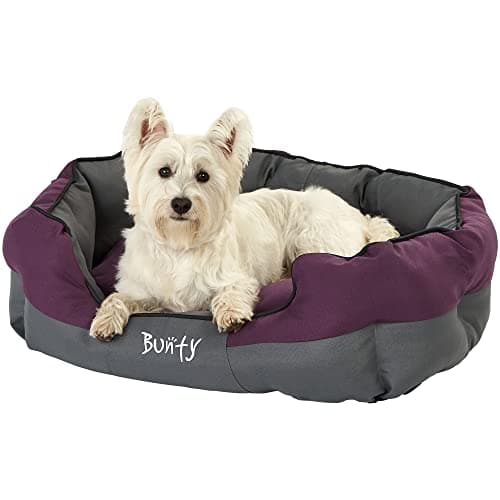 Image of Bunty Anchor Sofa Dog Bed, Large - Plush Cushioning & High Sides - Water Resistant, Anti Anxiety, Indoor & Outdoor Suitable, Washable Pet Bed - Large, Purple