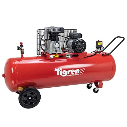 Image of TIGREN Belt Drive Air Compressor, Twin Cylinder Oil-Lubricated 230V 13A, 200L, 3hp / 2.2kW, 150psi / 10 Bar 14CFM 97dB