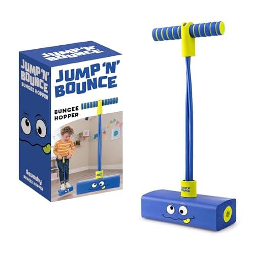Image of Jump ‘N’ Bouncer Bungee Hopper, Pogo Stick for Kids 3+, Foam Pogo Jumper Stick, Garden Toys Games, Blue