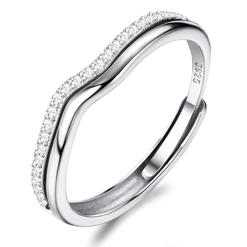 Image of JeweBella 925 Sterling Silver Ring Adjustable Thumb Ring Engagement Wedding Rings Eternity Promise Gold Silver Rose Gold Rings for Women Girls Jewellery Gifts