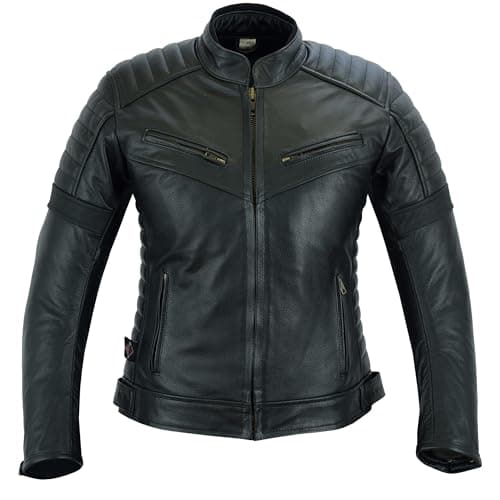 Image of Texpeed Womens Leather Motorcycle Jacket - Touring Crusier Motorbike Coat With Genuine Biker CE Armour (EN 1621-1) Protection Black - XXS