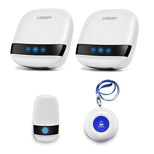 Image of LIOTOIN Wireless Caregiver Pager Elderly Alarm Call Button Personal Alarm Panic Button Call Bell System For Home/Elderly/Patient/Disabled/Nurse (2 Waterproof Transmitter 2 Plugin Receiver) …