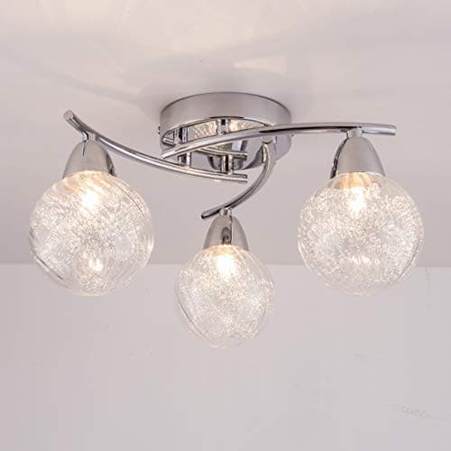 Image of AUROLITE BOLLA 3xG9 LED Semi Flush Ceiling Light, Polished Chrome Finish, 12W, Ideal for Living Room, Bedroom, Kitchen, and Hallway, Straight, Natural White White 4000K