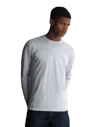 Image of FRUIT OF THE LOOM Mens Long Sleeve T Shirt Heather Grey Large