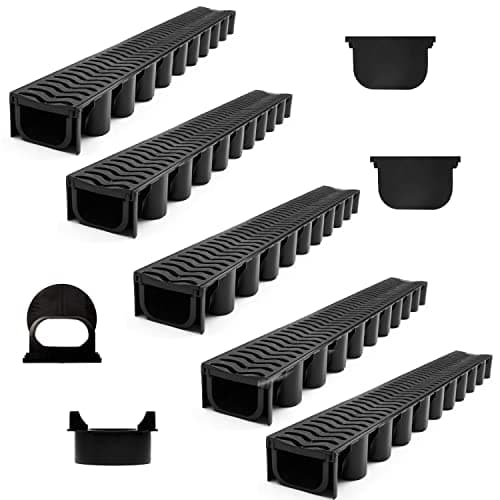 Image of 5 x Heavy Duty A15 Linear Storm Water Shallow Flow Channel Drainage PVC Channel Driveway Aco Drain 1 metre