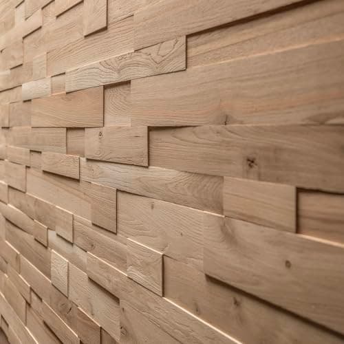 Image of Oak Wall Cladding, 3D Wall Panels, Wooden Wall Design, Model OZO Rustic (1m2)