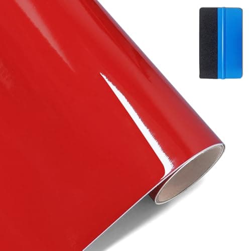 Image of NewL High Gloss Vinyl Film Wrap Sticker Decal DIY Self Adhesive Air Release Bubble Outdoor Rated for Automotive Use (Red, 45cm x 150cm)