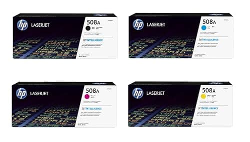 Image of HP 508A Original Toner Cartridges Set Multipack Black, Cyan, Magenta, Yellow, compatible with Color Laserjet M552, M553, MFP M577 in genuine box with Hologram
