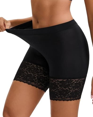 Image of INNERSY Black Chub Rub Shorts Women Lace Anti Chafing Shorts Boxer Underwear for Under Dress Skirt (14, 1 Black)