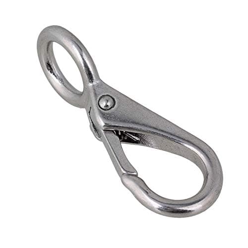 Image of BQLZR 304 Stainless Steel 0# Spring Loaded Fixed Round Eye Boat Snap Hook Marine Rigging Accessory