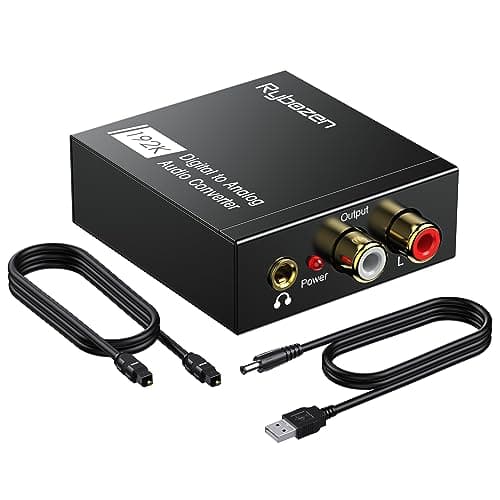 Image of 192KHz DAC Converter,Digital SPDIF Toslink to Analog Stereo Audio R/L Converter Adapter with Optical Cable,Power Adapter for PS3 PS4 Xbox HDTV Blu-ray Sky HD Apple TV