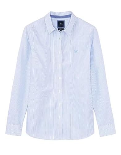 Image of Crew Clothing Women's Striped Classic Shirt Shirt, Multicoloured (Bluwht), 12