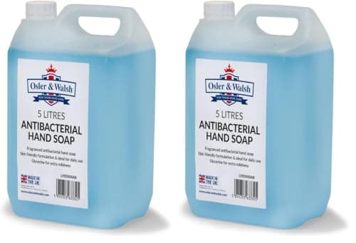 Image of Osler & Walsh 5 Litre Antibacterial Blue Hand Soap, Lightly Fragranced Hand Wash for Home, School and the Workplace. Hydrates & Softens Skin, Non-Sticky Liquid Hand Soap Protects Skin From Dryness