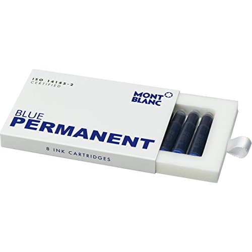 Image of Montblanc Ink Cartridges Permanent Blue 107758 – Refill Ink in Blue for Fountain Pens – Document-Proof – 8 Cartridges