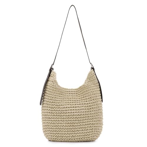 Image of EVEOUT Women Straw Shoulder Bag with Leather Strap Summer Boho Faux Raffia Woven Tote Bag for Beach Holiday Travel