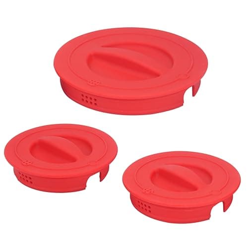 Image of 3 Pack Reusable Silicone Replacement Lids for Pyrex 1, 2 & 4-Cup Tempered Glass Liquid Measuring Cups - Dishwasher, Freezer, Microwave Safe (Cups Not Included)