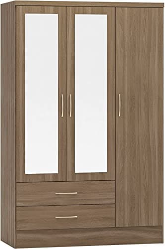 Image of Seconique Nevada 3 Door 2 Drawer Wardrobe in Rustic Oak Effect