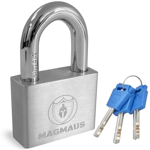 Image of Magmaus® PDL50 [Never-Rust] Heavy Duty Waterproof Outdoor Padlock with 3 Keys - Stainless Steel - [10mm Anti-Cut Shackle] - [High Security Protection] - Ideal Gate or Shed Lock