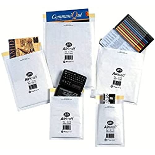 Image of Jiffy Airkraft Lightweight Postal Bag for Books Box of 100 - Size 5, White, 260 x 345mm
