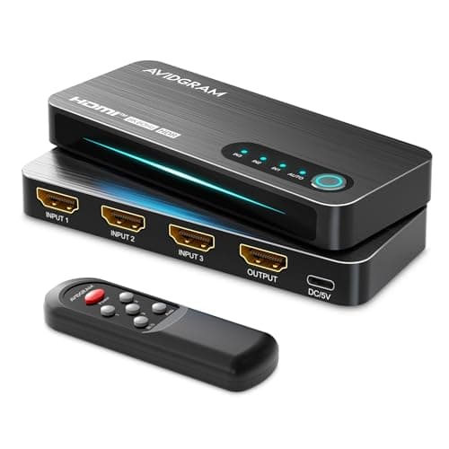 Image of AVIDGRAM HDMI 2.1 Switch 4K 120Hz, 3 in 1 Out With IR Remote, 3 Port 8K 60Hz Auto Selector Slim Hub 48Gbps, Compatible With Xbox Series X, PS4 Pro, PS5, UHD TV, Monitor, Projector
