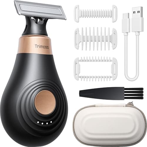 Image of Trimcoo 2026 New Bikini Trimmer for Women - Small But Powerful Electric Razors, Intimate Pubic Hair/Lady Facial Painless Removal, USB-C Cordless Body Shaver for Trip, Replaceable Wet/Dry Blade, Black