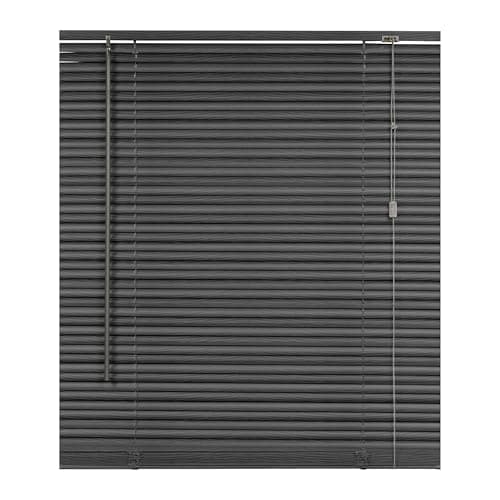 Image of Ruby Deals PVC Venetian Blind Blinds Window 25mm Thin Slats Kitchen Window Blinds Treatments Easy Fit Curtains Trimmable Fittings Home Office(Grey Embossed 60W x 150H cm)