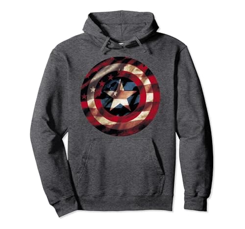 Image of Marvel Captain America Shield Flag Logo Pullover Hoodie