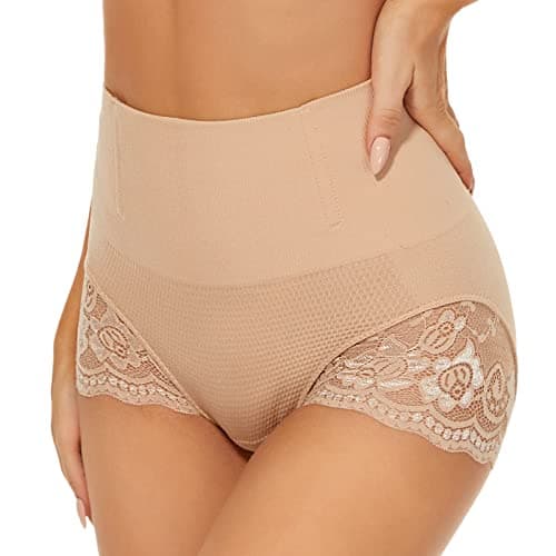Image of SURE YOU LIKE Shapewear for Women Tummy Control Middle Waist Body Shaper for Women Underwear Slimming shapewear Seamless Lace Tucking Shorts Beige