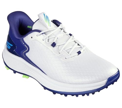 Image of Skechers Mens Blade Grip Flex Spikeless Waterproof Golf Shoe Sneaker, White Navy, 9 UK