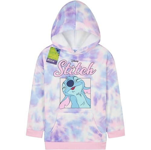 Image of Disney Stitch Girls Hoodie Jumper Pullover Kids Stitch Gifts for Girls Teen Clothes Birthday Gift Activewear Casual Wear (11-12 Years, Multi Tie Dye)