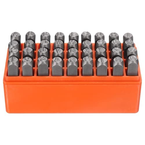 Image of sourcing map 36pcs Metal Stamping Kit 5/16" (8mm) Steel Uppercase Letter and Number Punch Set (A-Z / 0-8 / "&" Symbol) Punch Press Tool with Case for Imprinting Metal Plastic Wood Leather