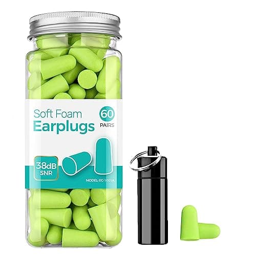 Image of ERM TOOL Ultra Soft Foam Earplugs, 60 Pairs Reusable Earplugs for Sleeping, 38dB Highest SNR, & Comfortable Hearing Protection Snoring, Studying, Travel, Motorcycle, Loud Noise etc - Lemon Green