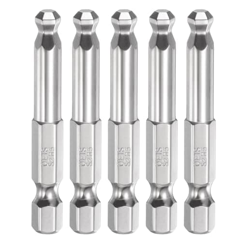 Image of sourcing map 5pcs Ball End Hex Screwdriver Bit H5 (5mm) Head 1/4" Hex Shank 50mm (2") Long Magnetic S2 Steel Metric Screw Driver Drill Bit Wrench Socket Power Tool
