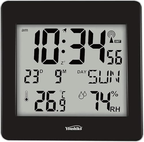 Image of Youshiko Jumbo LCD Radio Controlled (UK & Ireland Version/Premium Quality/Clear Display) Silent Wall & Desk Clock, (YC8058)