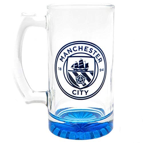 Image of MANCHESTER CITY FC Crest Glass Tankard (One Size) (Blue)