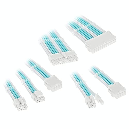 Image of Kolink Core Adept Braided Cable Extension Kit - Brilliant White/Powder Blue