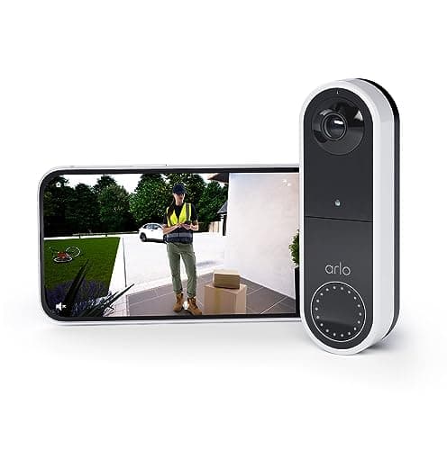 Image of Arlo Essential Wireless Video Doorbell Camera, 1080p HD Security camera, WiFi, 2 Way Audio, Motion Detection, Built-in Siren, Night Vision, Free Trial of Arlo Secure Plan, White