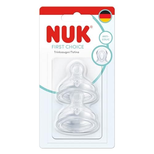 Image of NUK First Choice Baby Bottle Teats | 3+ Months | Anti Colic Feeding Bottle Teats | Silicone | Medium | 2 Count
