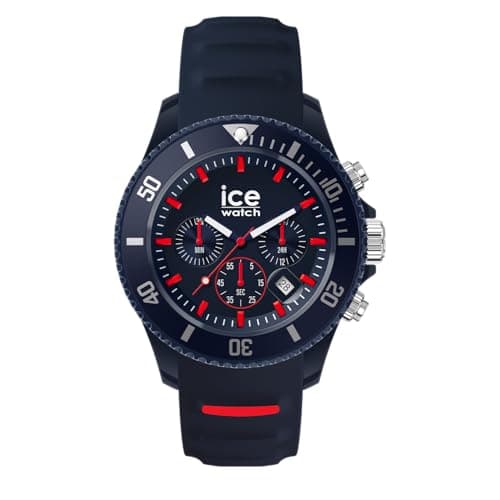 Image of ICE-WATCH - ICE Chrono Dark Blue Red - Men's (Unisex) Wristwatch with Plastic Strap - 021425 (Medium)