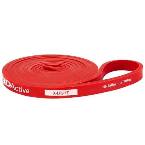 Image of 3DActive Pull Up Assist Band - Resistance Band for Strength Training, Powerlifting, Body Stretching, CrossFit. Exercise Guide included. 10 to 35lbs - Red Band