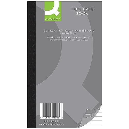 Image of Q-Connect 8.2x5 inch Ruled Feint Triplicate Book