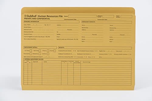 Image of Exacompta - Ref 211/1300Z - Guildhall Human Resources File - 350 x 260mm in Size, Suitable for Foolscap & A4 Documents, 315gsm , Pre-Printed Cover - Yellow (Pack of 50)