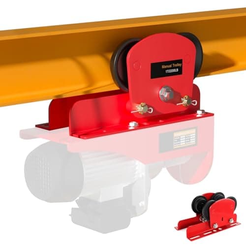 Image of POWLAB Electric Hoist Manual Trolley 1Ton Heavy Duty 2205LBS Capacity for PA600 to PA1000 Hoist Push Geared Overhead Dual Wheels I Beam Trolley, 2.68in - 4.33in Adjustable Flange for Lifting