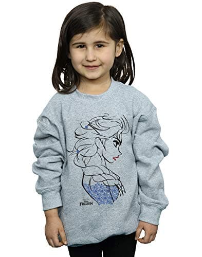 Image of Disney Girls Frozen Elsa Sketch Sweatshirt 5-6 Years Sport Grey