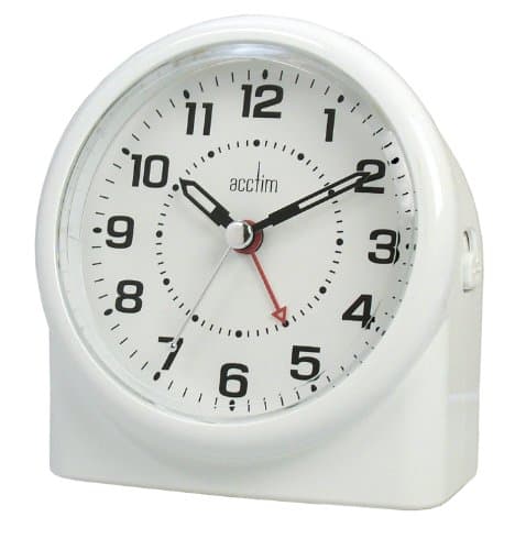 Image of Acctim Alarm, Analog, Analogue, Bedside Clock, White, 7.5 x 11.2 x 12 cm